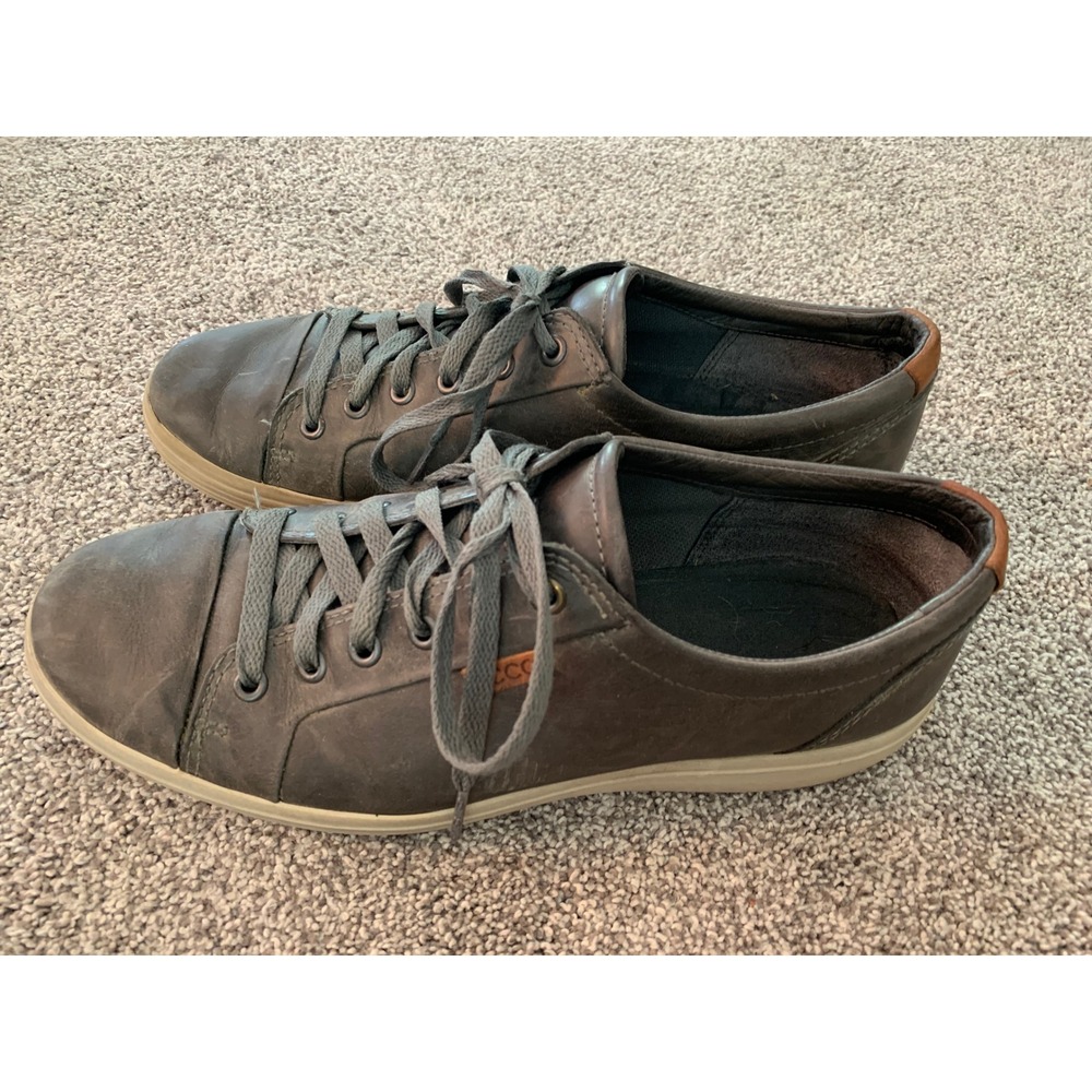 ECCO Soft Mens Leather Sneakers Gray EU 42 Retro Casual Minimalist Streetwear